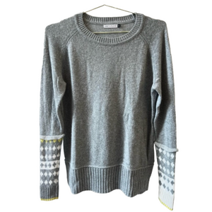 Zaket & Plover Merino Wool Blend Grey Size Small Sweater Icelandic Cuff Jumper